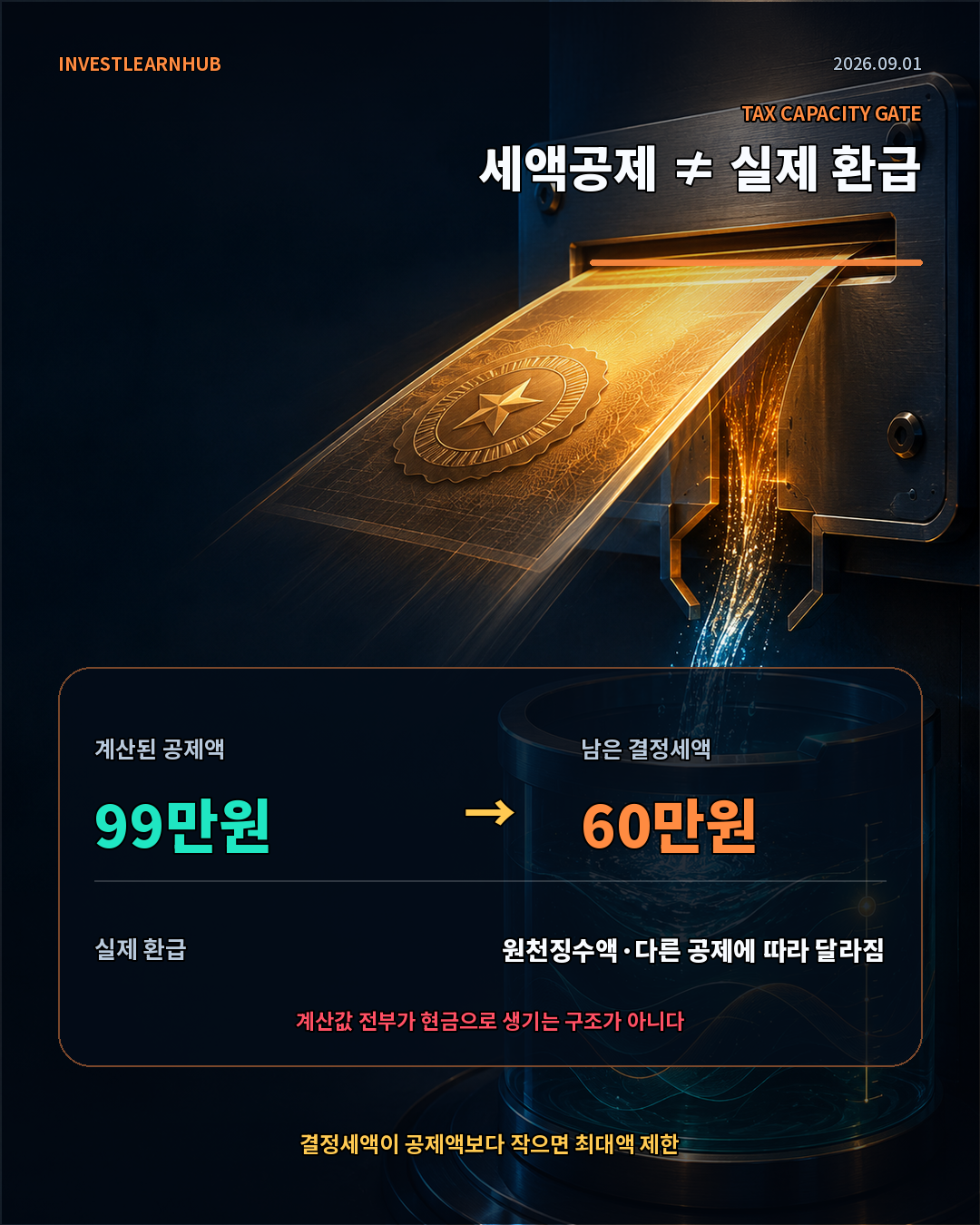 연금계좌 세액공제액과 실제 환급액이 결정세액에 따라 달라지는 흐름