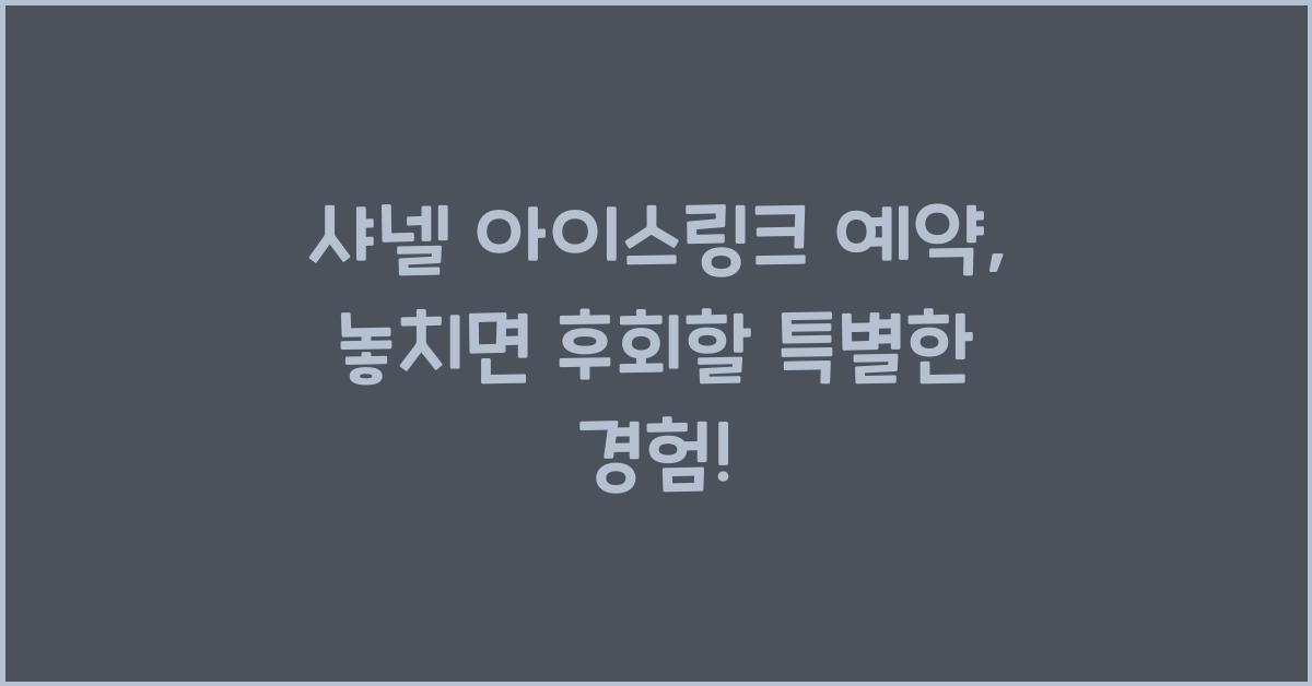 샤넬 아이스링크 예약