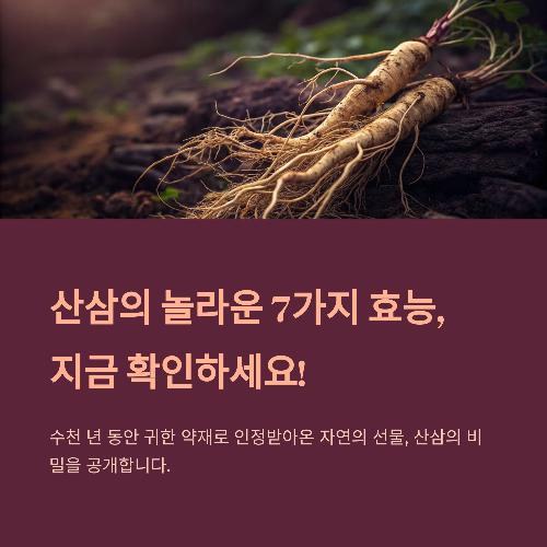산삼의 놀라운 효능 7가지, 건강을 되찾는 자연의 선물