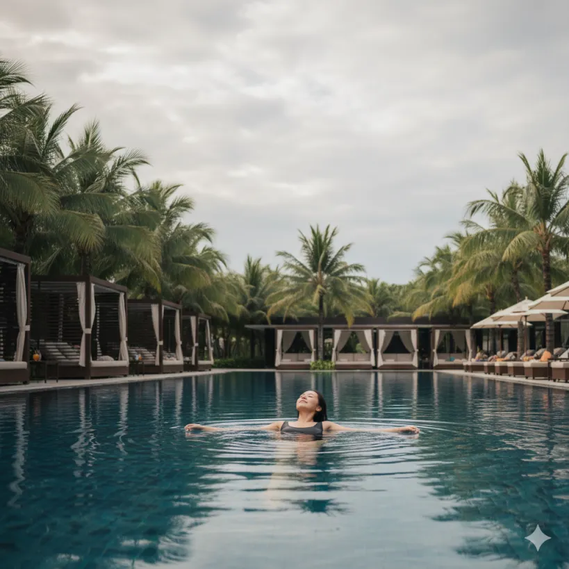 10월 푸꾸옥 리조트 호캉스, 풀빌라 휴가를 즐기는 한국 여성