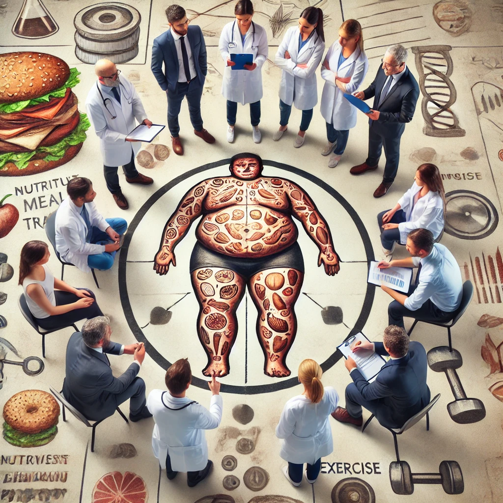 비만인 사람을 평가는 기준의 모습을 표현