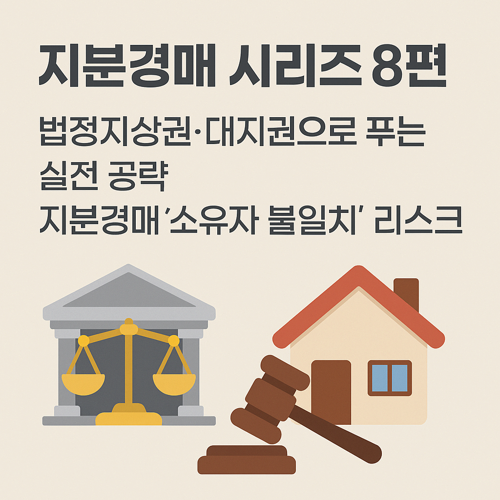 지분경매 시리즈 8편, 법정지상권·대지권으로 푸는 실전 공략｜지분경매 ‘소유자 불일치’ 리스크