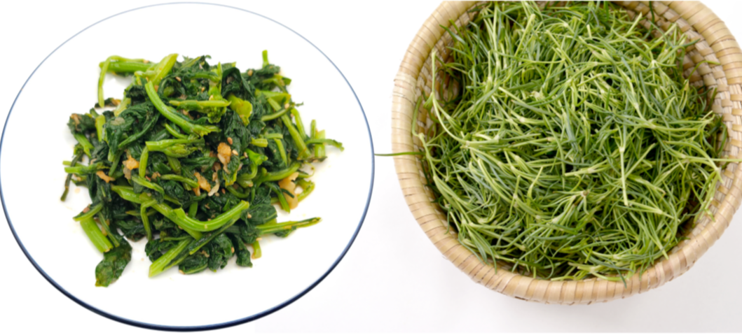 제철임에도 가격이 오른 봄나물 종류인 세발나물과 무침요리