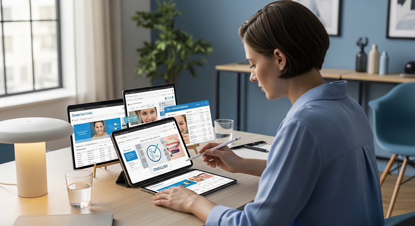 임플란트 비용을 절감하기 위해 여러 치과의 견적과 정보를 꼼꼼히 비교하는 사람의 모습입니다.