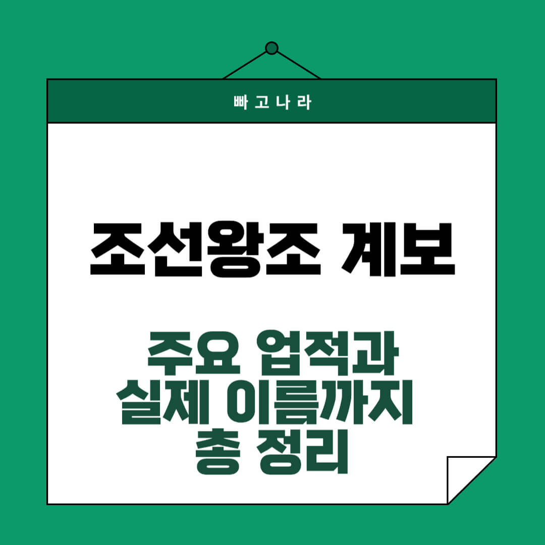 조선왕조 계보-주요 업적-실제 이름-총 정리