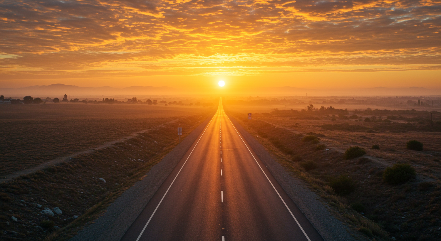 장기 투자와 경제적 자유의 여정을 상징하는 풍경