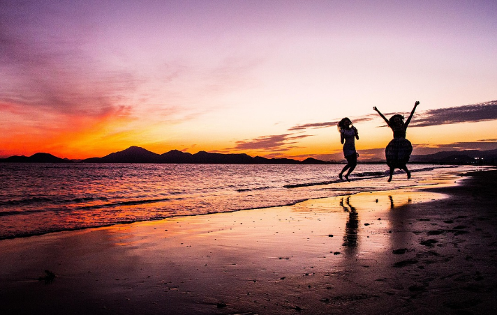 부산 다대포 해수욕장 노을 모습