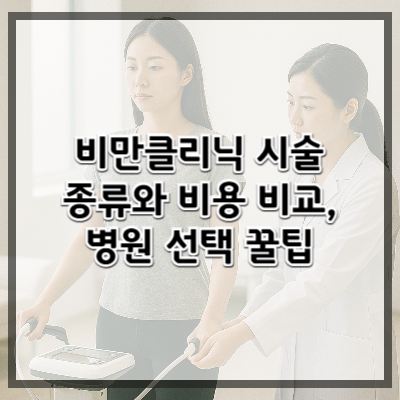 비만클리닉 시술 종류와 비용 비교, 병원 선택 꿀팁