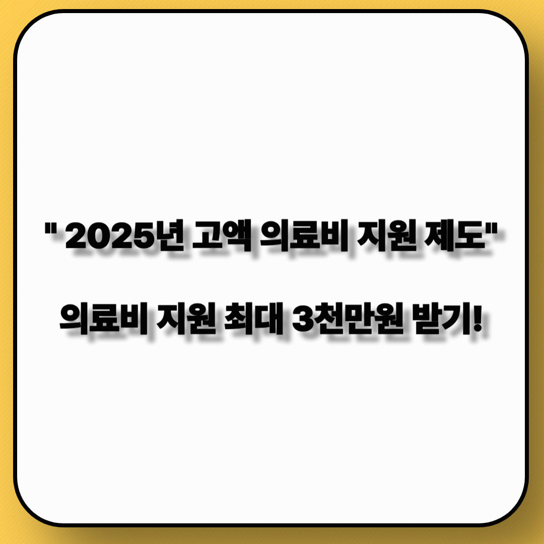 2025년 고액 의료비 지원 제도 신청하기