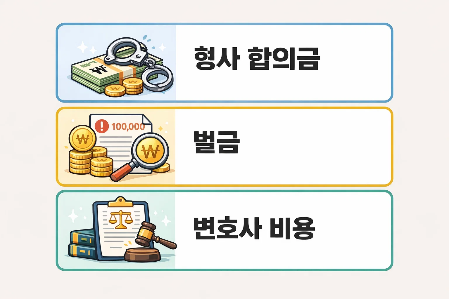 운전자보험이 교통사고 시 발생하는 벌금과 합의금, 법률비용 부담을 줄이는 실제 금액 구조를 보여주는 이미지