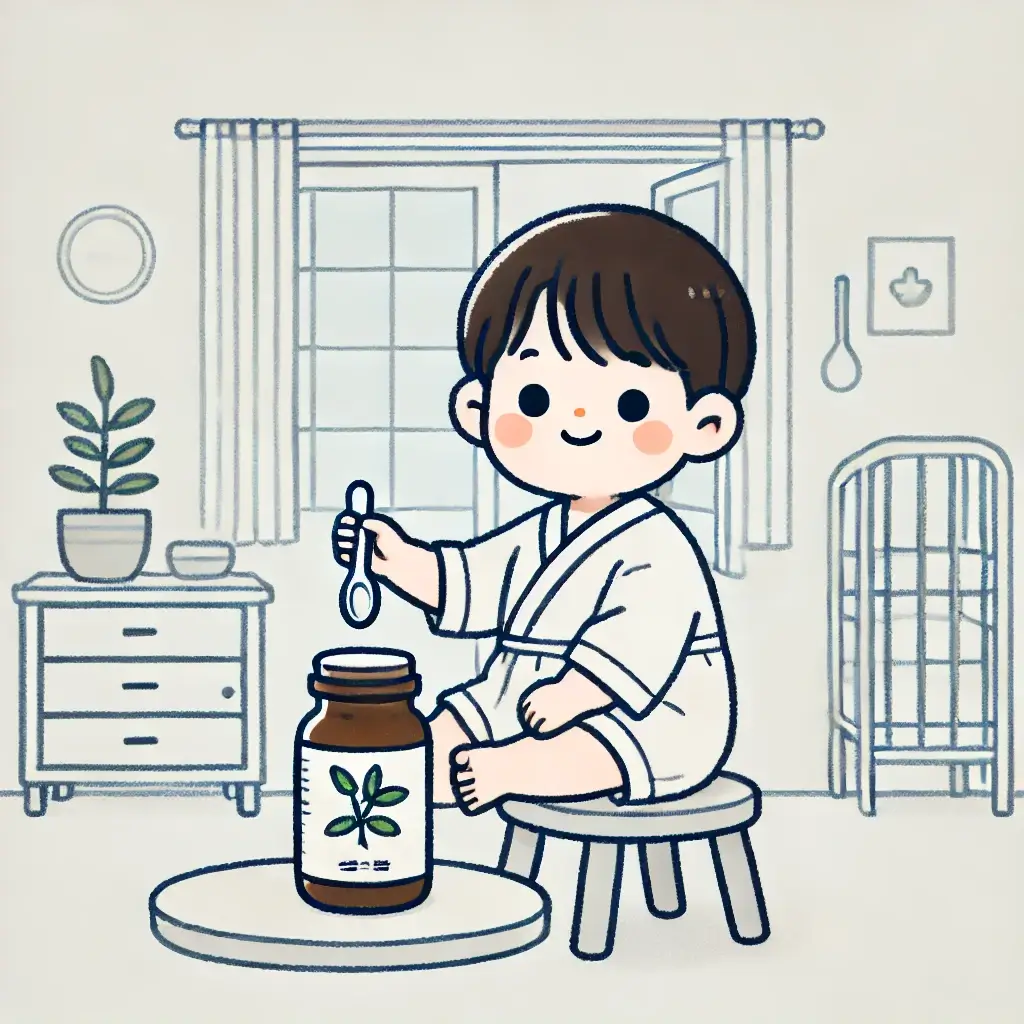 한약을 복용하는 아이의 모습.