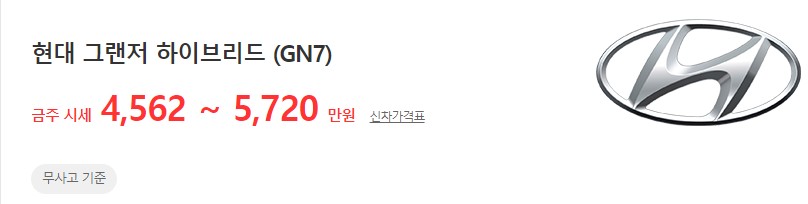 2022년식 ~ 현재 그랜저 (GN7) 하이브리드 중고차 시세