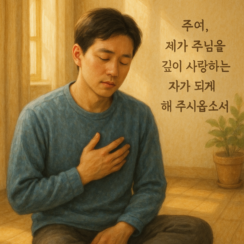 시 116:1 말씀을 보며 내가 주님을 사랑하는지에 대해 점검하게 하셨고&amp;#44; 그러한 주님의 사랑을 깊이 생각하며 주님께 나아가는 자가 되기를 기도하게 됩니다. 주여&amp;#44; 제가 주님을 깊이 사랑하는 자가 되게 해 주시옵소서~ 주님을 사랑하는지를 점검하는 모습입니다.
