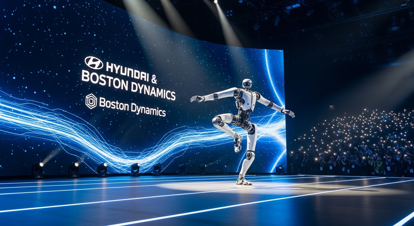 CES 2026 현장에서 공개된 아틀라스 로봇과 열광하는 관중들의 모습