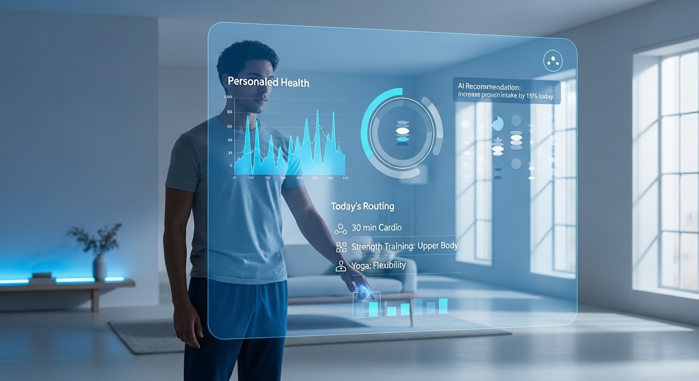 태블릿 화면의 AI 비서가 업무 자동화를 돕는 모습. 현대적인 사무실에서 한 사람이 집중하여 일하고 있다.