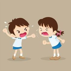 아이들-연인끼리-서로-화내며-싸우는