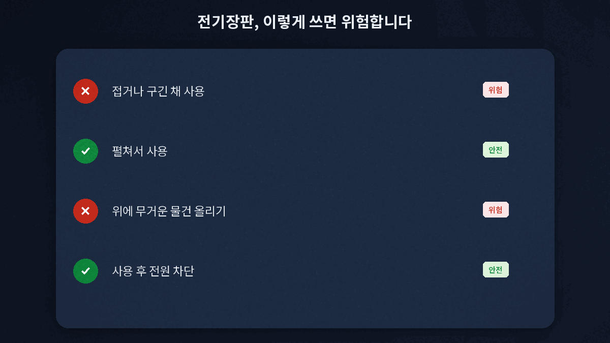 전기장판 화재 예방 안전수칙 포함 제외 항목