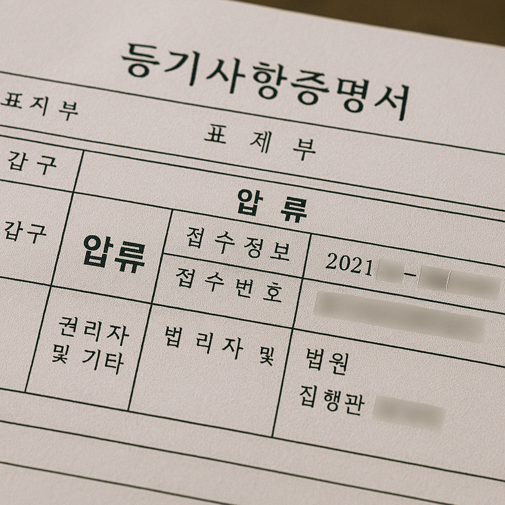 등기부등본 압류등기 항목 예시 이미지