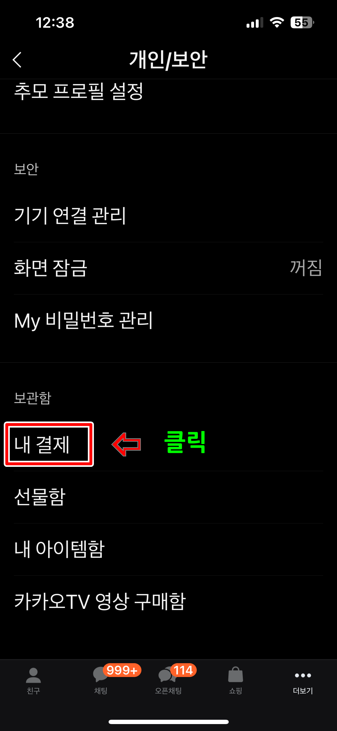카카오톡 내결제