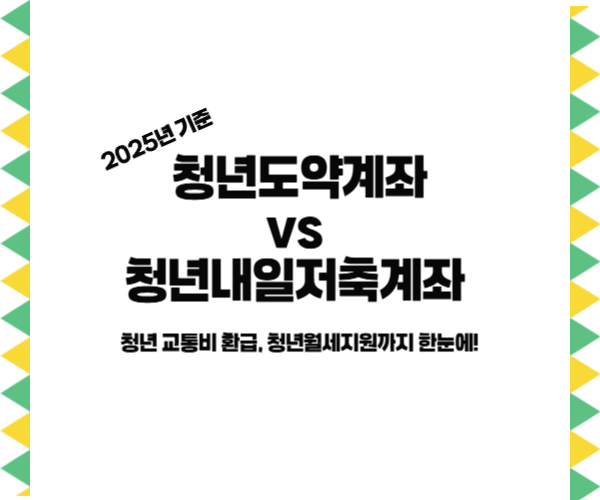 청년도약계좌 vs 청년내일저축계좌 비교 (2025년 기준) – 청년 교통비 환급, 청년월세지원까지 한눈에!