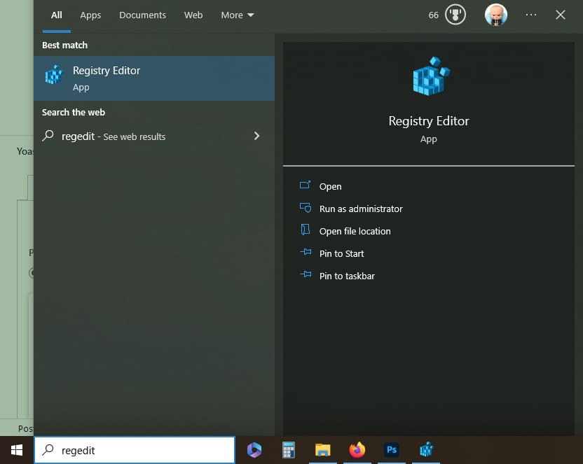 윈도우 레지스트리 메뉴