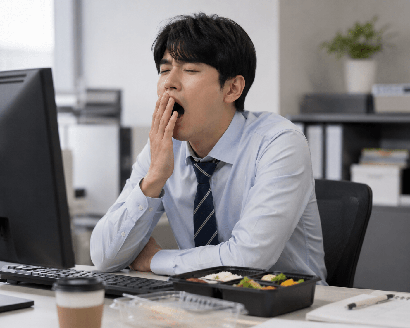 점심식사후 졸리는 모습