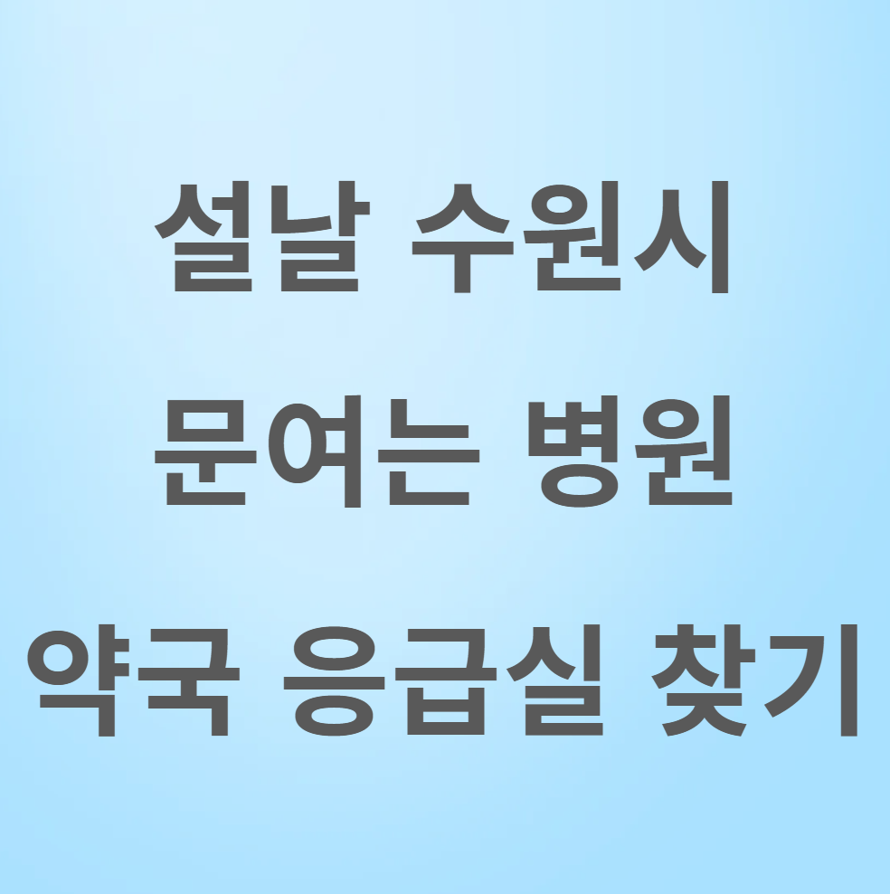 설날 수원시 병원 약국 응급실
