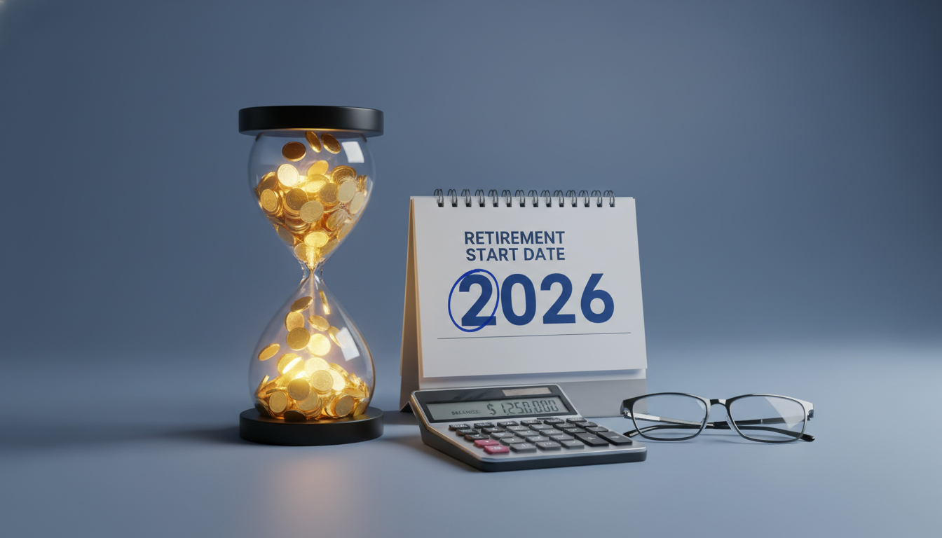 국민연금 조기수령 시 연금액 감액과 시간의 가치를 상징적으로 나타내는 모래시계와 달력