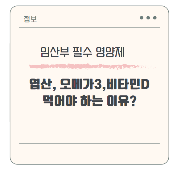 임산부에게 꼭 필요한 영양제 ! 엽산, 오메가3, 비타민D 먹어야 하는 이유?