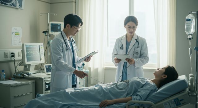 의료진이 병실을 돌며 패혈증 환자 상태 확인