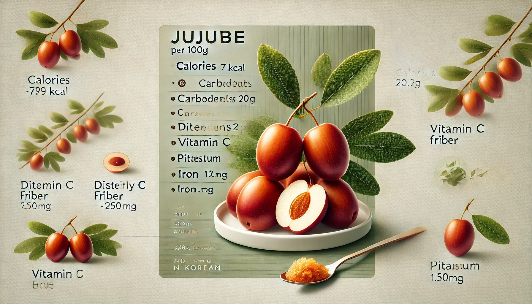 대추의 영양 성분 (100g 기준)