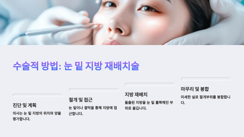 수술적 방법: 눈 밑 지방 재배치술