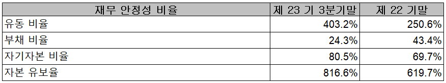 제주반도체 - 재무 안정성 비율