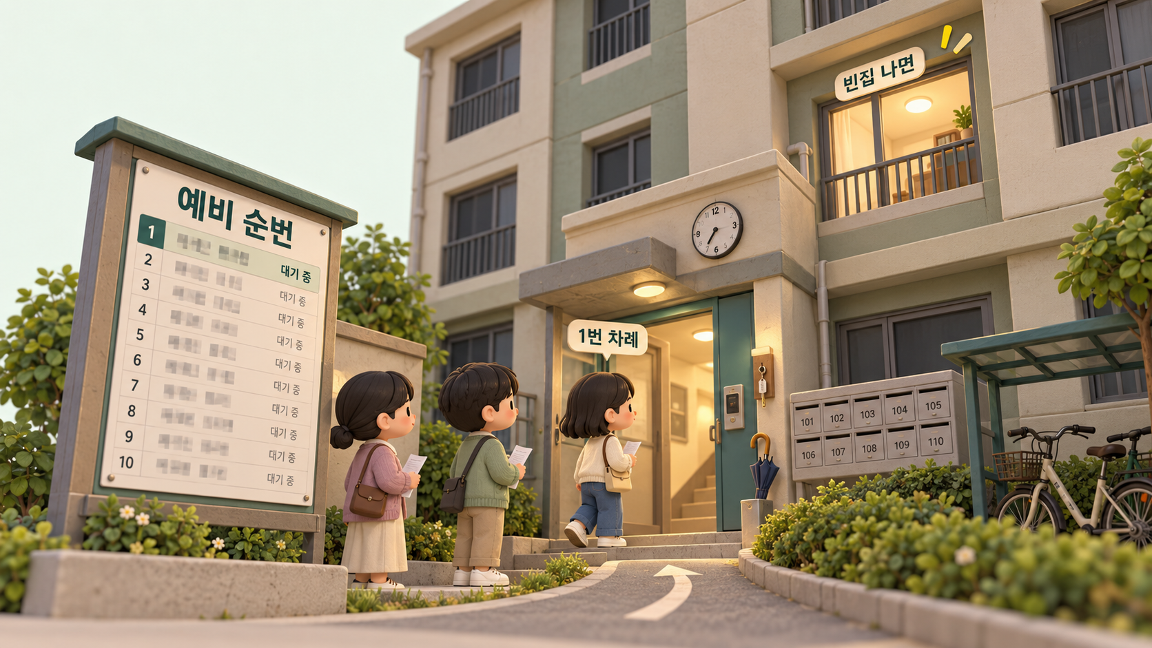 예비입주자 순번이 적힌 안내판