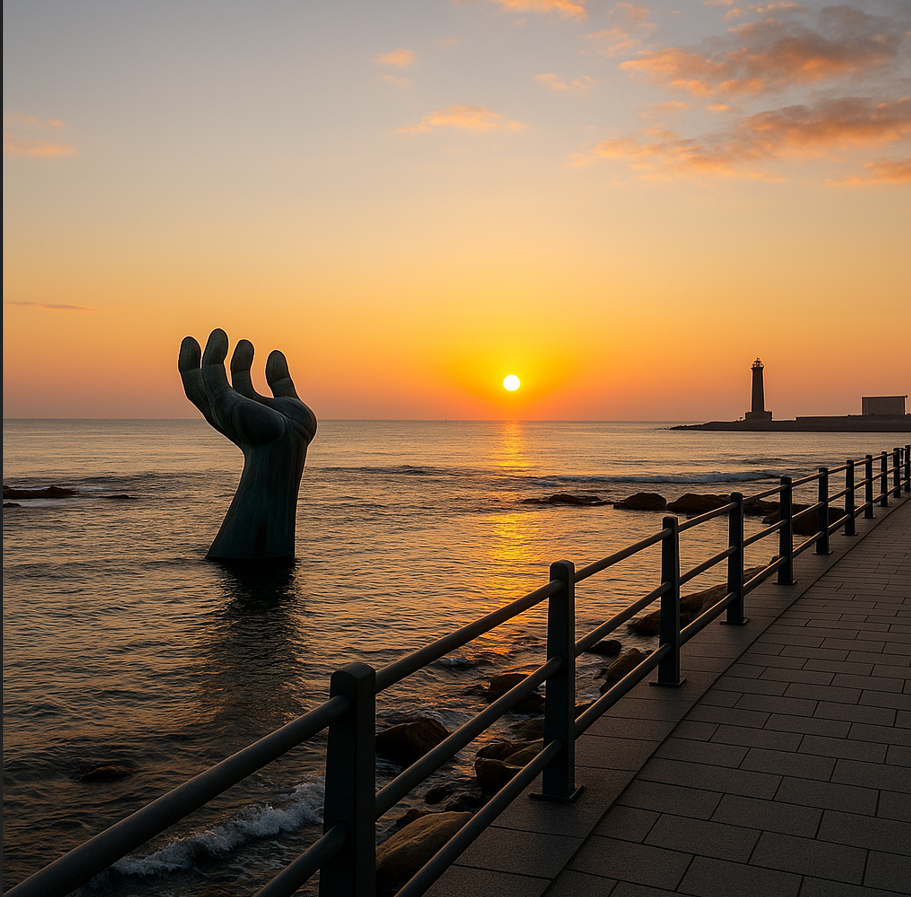 호미곶과 노을이 보이는 사진