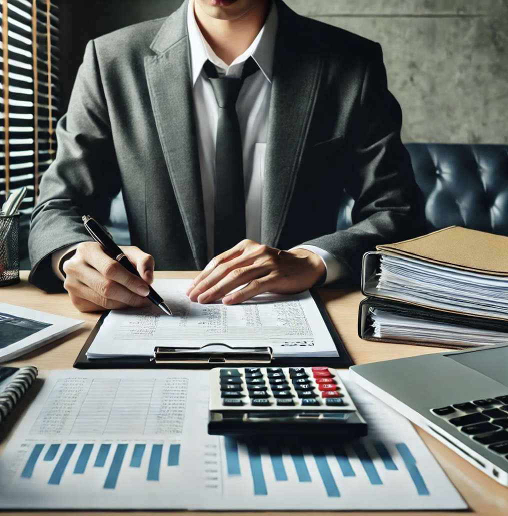 세금신고 서류를 검토하는 세무사의 모습
