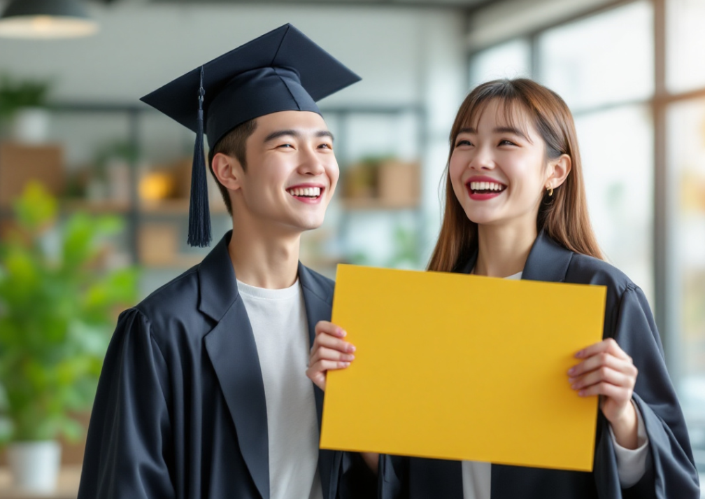 자격증 시험 합격후 활짝 웃는 모습