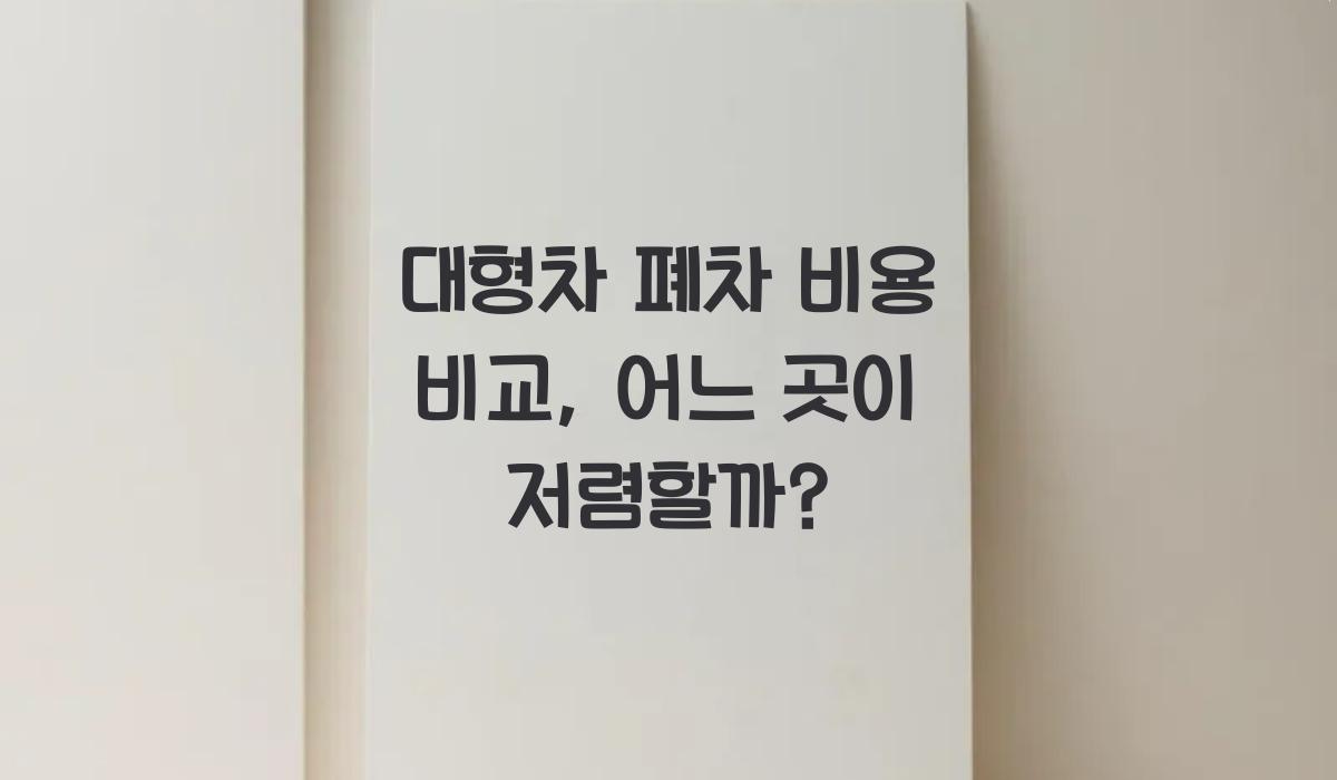 대형차 폐차 비용 비교