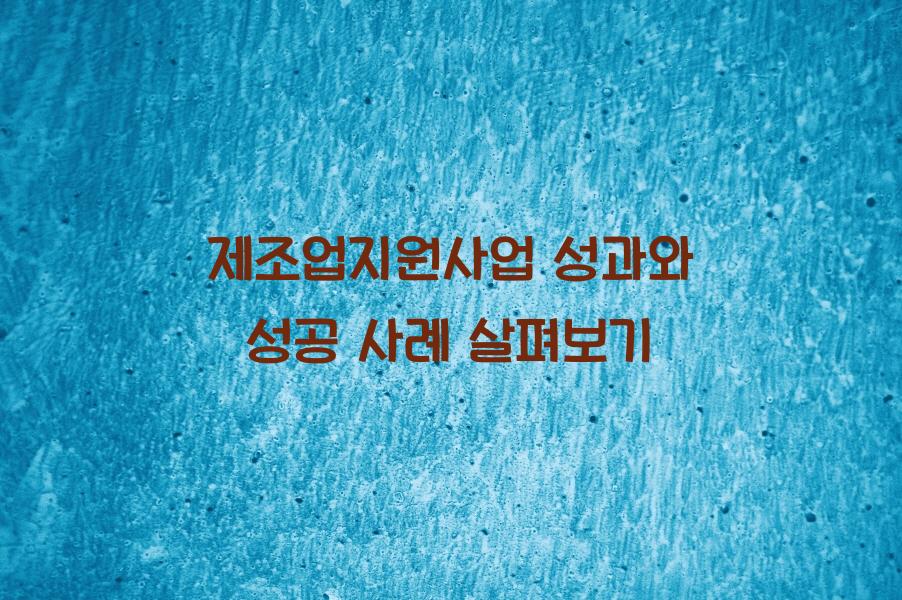 제조업지원사업