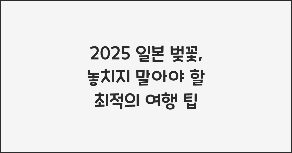 2025 일본 벚꽃