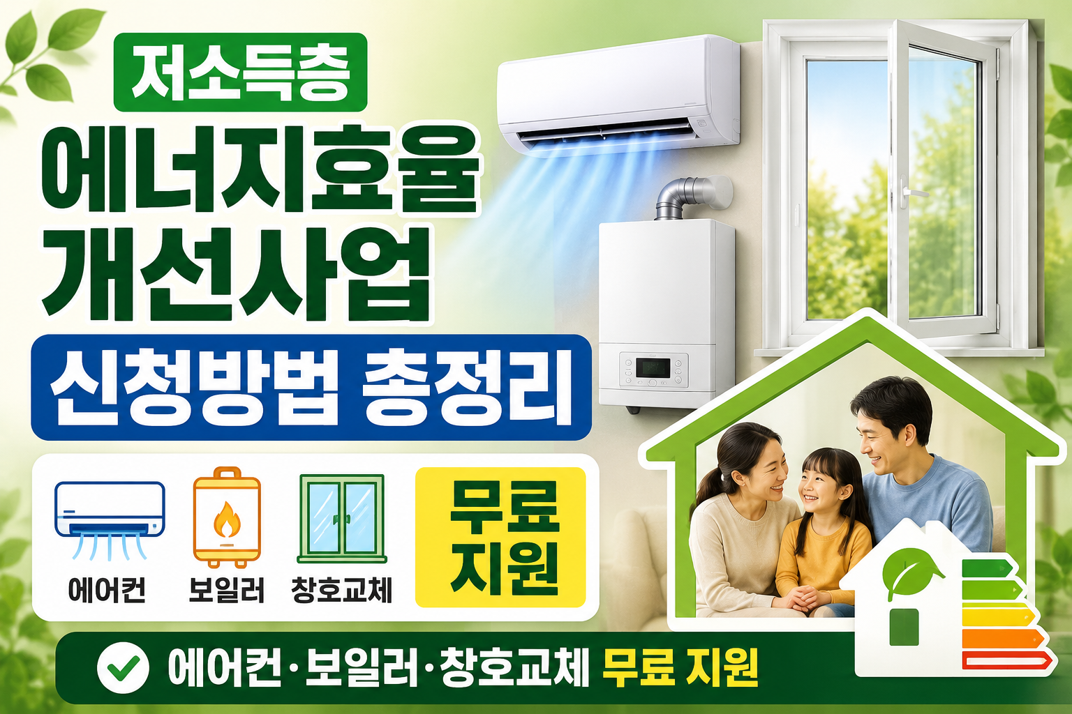 저소득층 에너지효율 개선사업 신청방법 총정리|에어컨·보일러·창호교체 무료 지원 관련 사진