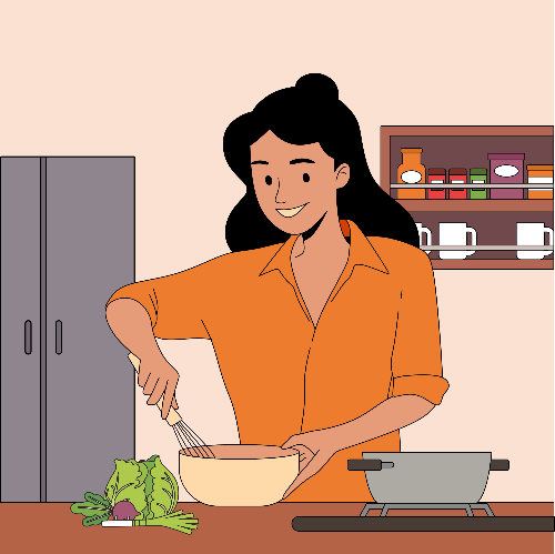 요리하는 여성 일러스트 이미지