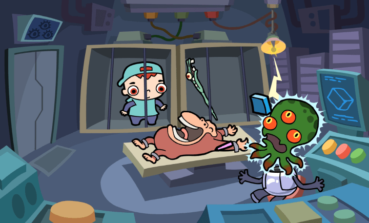 아이탈출1-플래시게임-플레이-전선을-연결하여-문어를-감전-시키는-화면