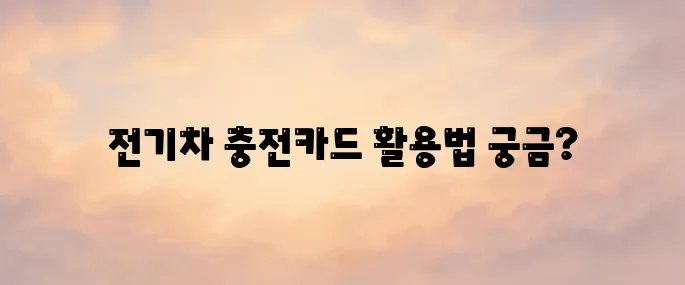환경부 전기차 충전카드 발급 방법 및 사용처 총정리 (2025년 최신)
