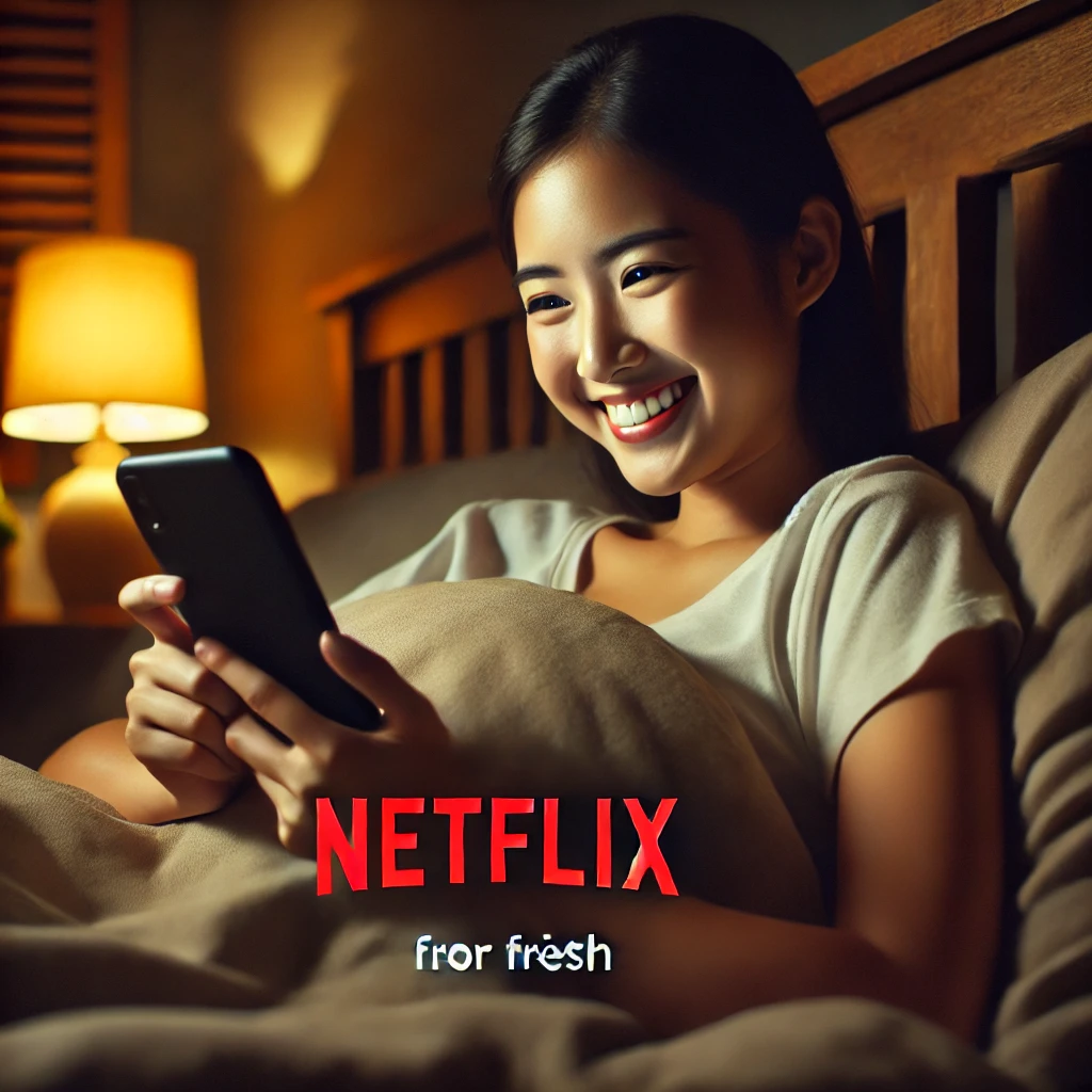 태블릿으로 넷플릭스를 시청하며 소파에서 편안히 쉬는 사람