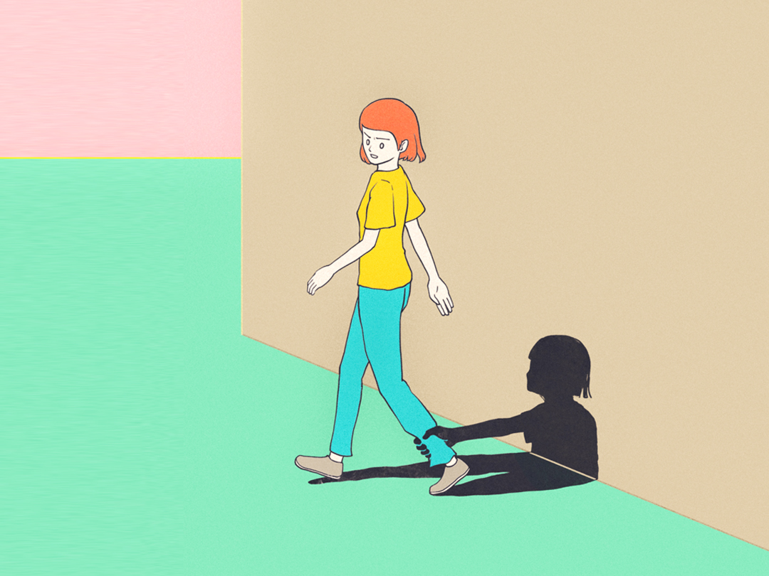 그림자에게 발목잡힌 소녀 일러스트 무료 이미지 다운로드