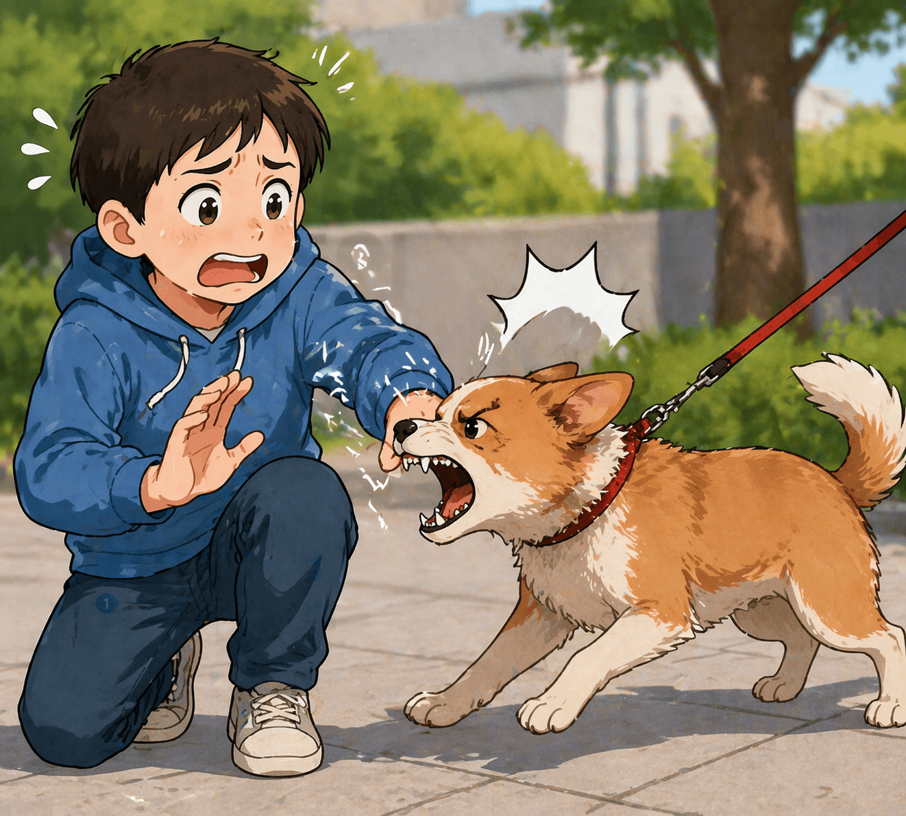 강아지한테 물릴뻔하는 사람 포스터