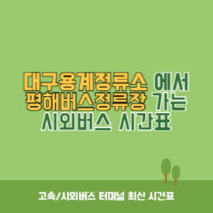대구용계정류소에서 평해버스정류장 가는 시외버스 시간표 최신정보