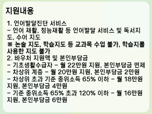 2023 언어발달지원사업 지원내용