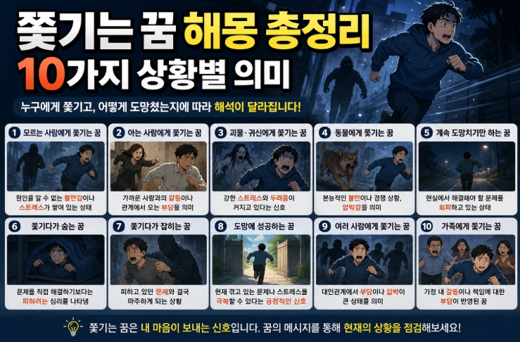 쫓기는 꿈 해몽 총정리 10가지 상황별 의미